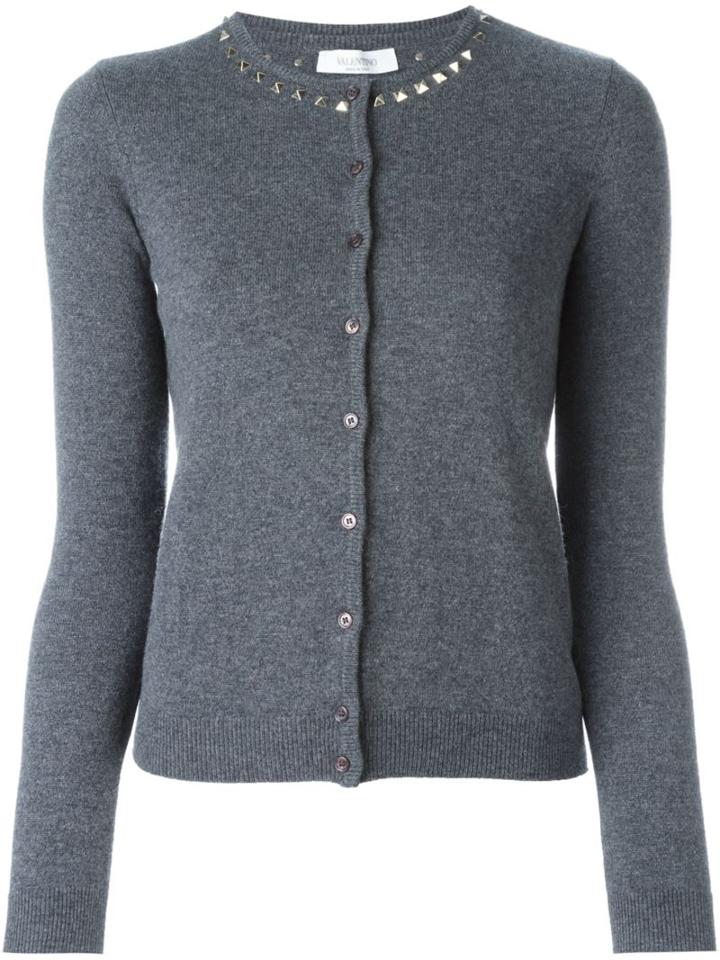 Valentino 'rockstud' Cardigan, Women's, Size: Small, Grey, Cashmere