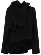 Rick Owens Asymmetric Draped Neck Wool Jacket - Black