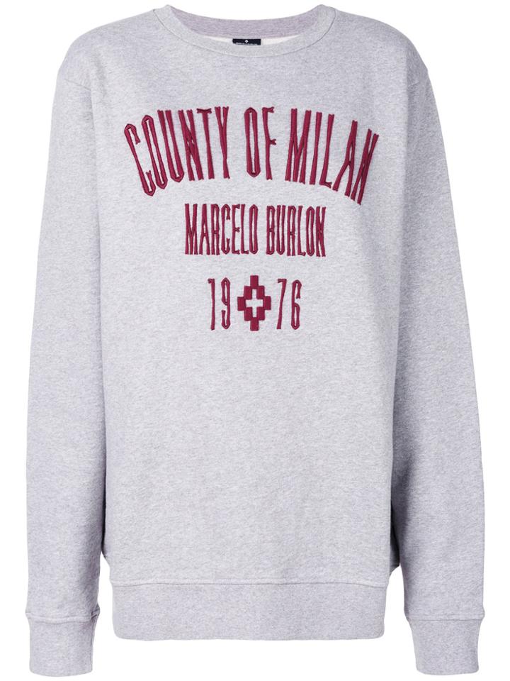 Marcelo Burlon County Of Milan Logo Embroidered Sweatshirt - Grey