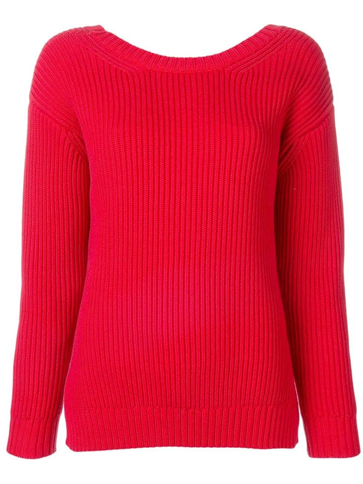 Chinti & Parker Deep V-neck Knitted Sweater - Red