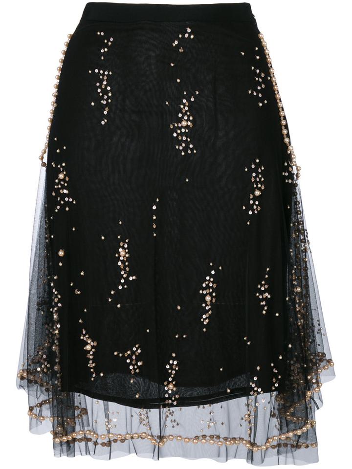 Msgm - Layered Sequined Skirt - Women - Polyamide/viscose - 42, Black, Polyamide/viscose