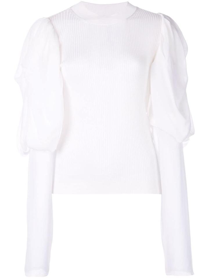 Vera Wang Panelled Ribbed-knit Jumper - White