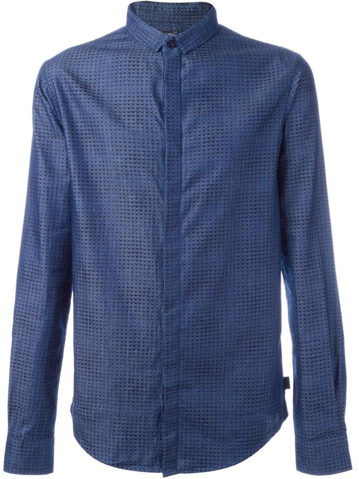 Armani Jeans Patterned Logo Shirt - Blue