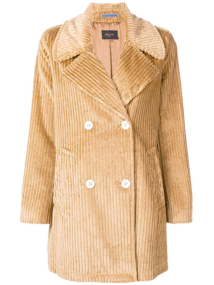 Paltò Corduroy Double-breasted Coat - Neutrals