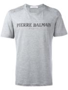 Pierre Balmain Logo Print T-shirt, Men's, Size: 44, Grey, Cotton/polyester