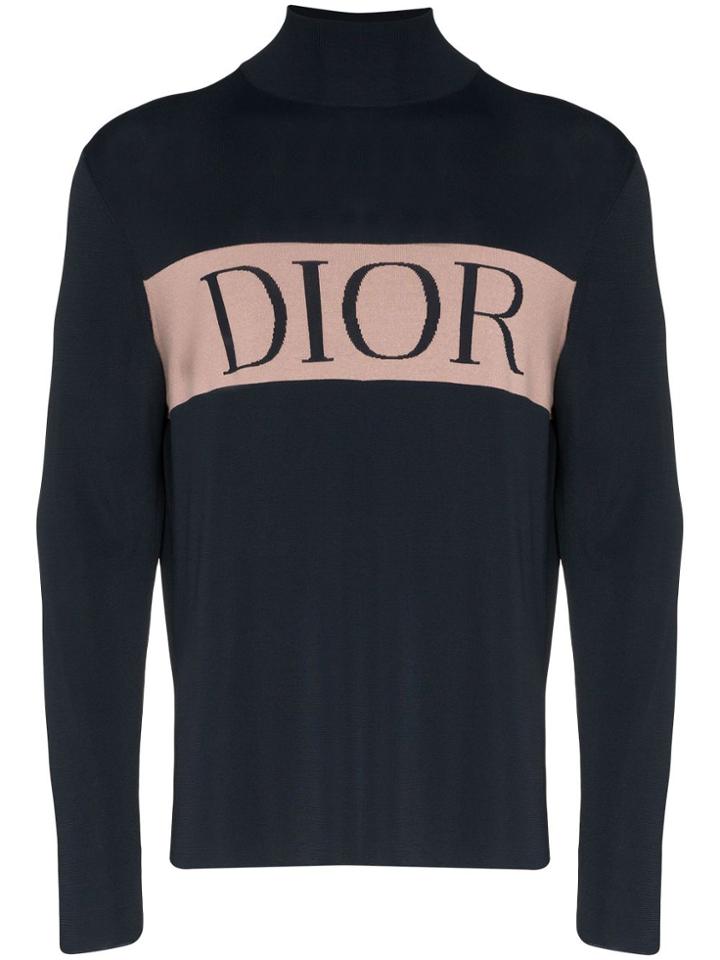 Dior Homme Intarsia Knit Logo Jumper - Blue