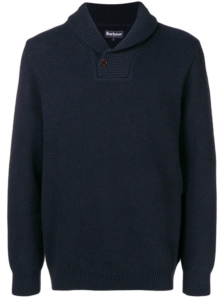Barbour Honeycomb Shawl Neck Jumper - Blue