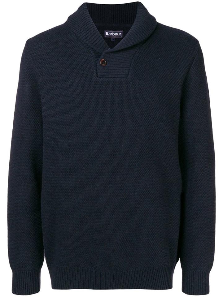 Barbour Honeycomb Shawl Neck Jumper - Blue