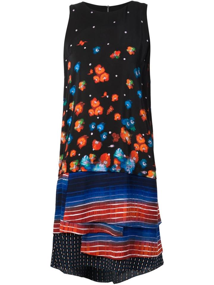 Suno Multi Print Shift Dress, Women's, Size: 2, Black, Silk