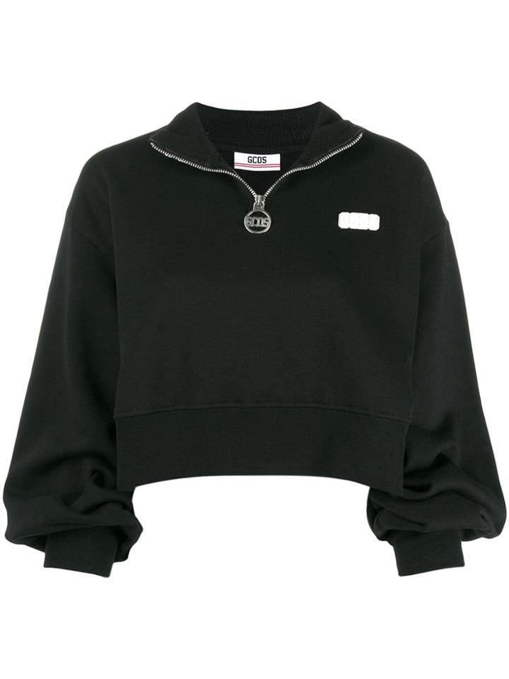 Gcds Logo Patch Cropped Sweatshirt - Black