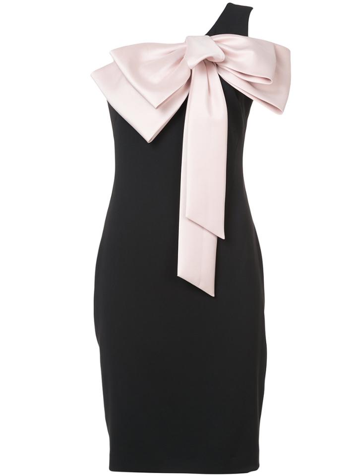 Badgley Mischka One-shoulder Bow Dress - Black