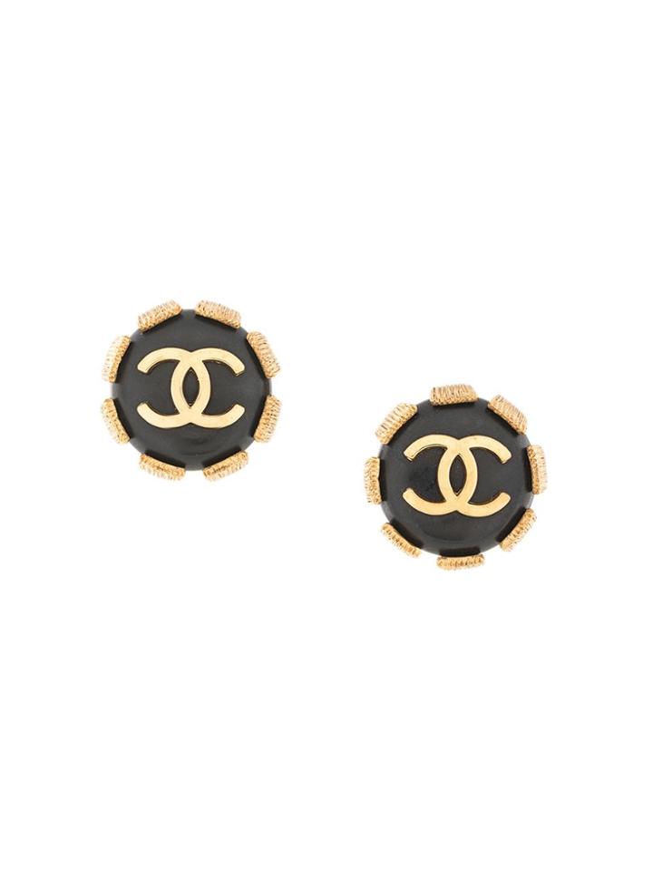 Chanel Pre-owned 1994 Textured Cc Earrings - Gold