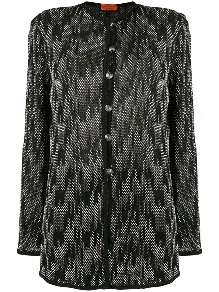 Missoni Pre-owned Bouclé Patterned Buttoned Coat - Black