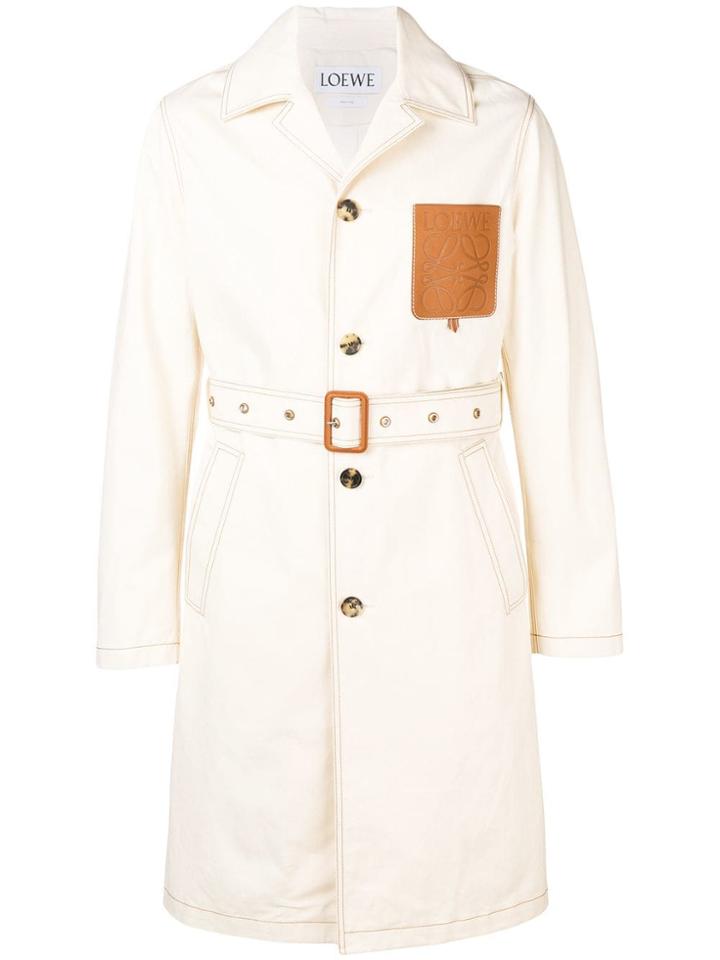 Loewe Contrast Stitch Single-breasted Coat - White