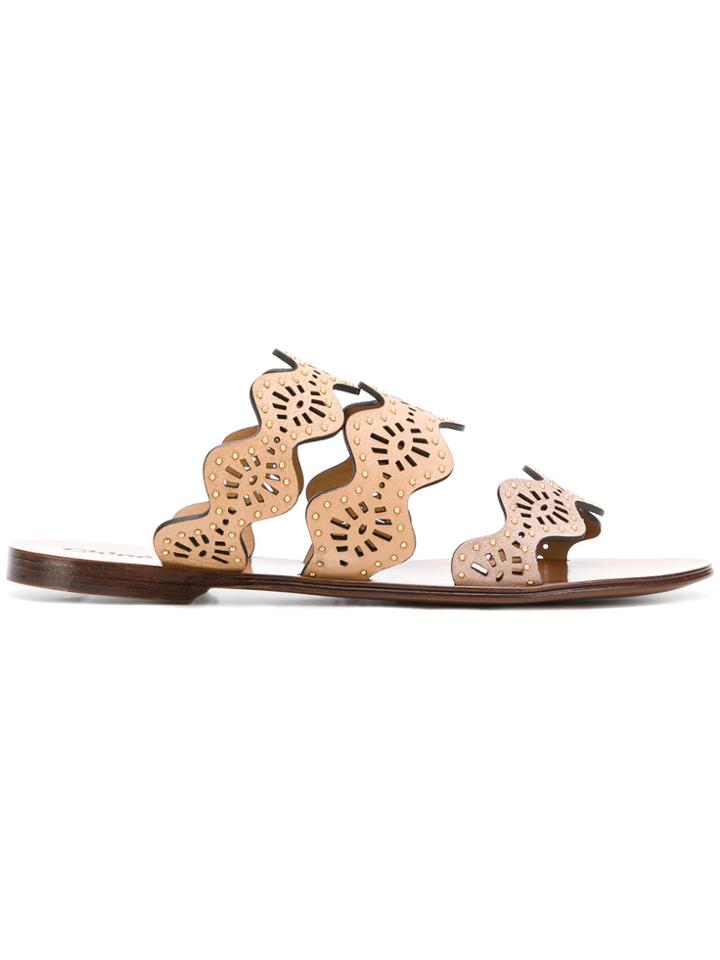 Chloé Lauren Perforated Sandals - Nude & Neutrals