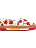 Dolce & Gabbana Daisy And Poppy Print Espadrilles, Women's, Size: 35, Red, Cotton/leather/rubber