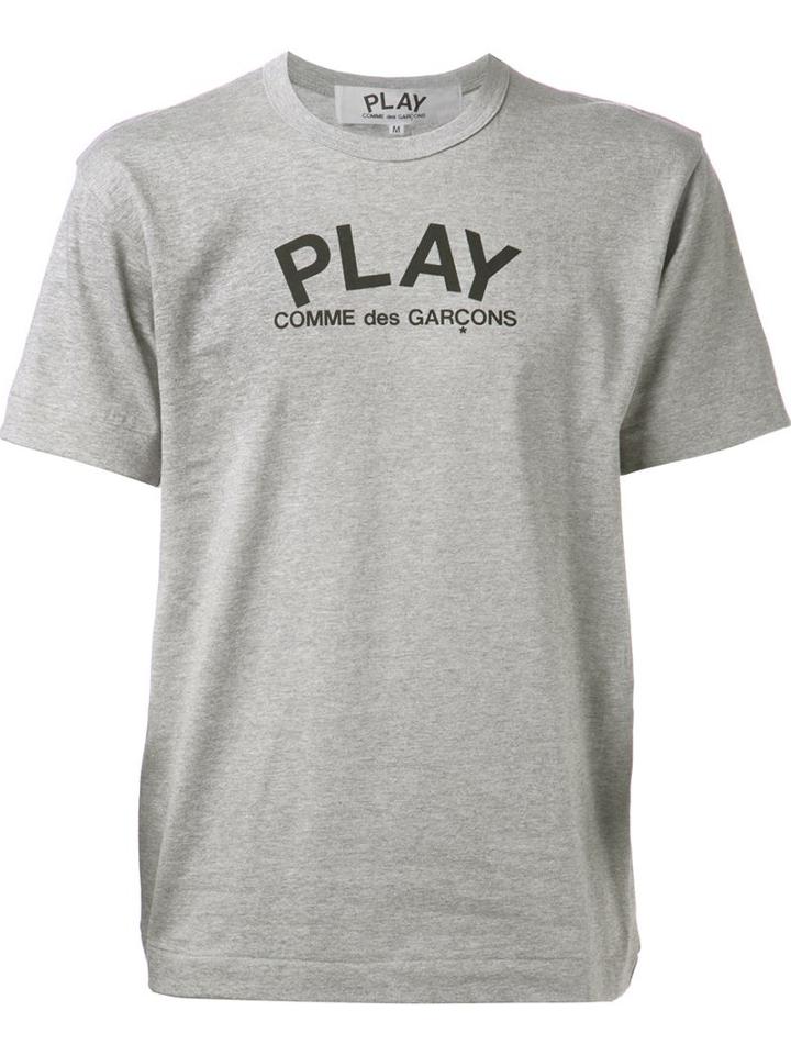 Comme Des Garçons Play Logo Print T-shirt, Men's, Size: Small, Grey, Cotton