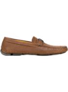 Giorgio Armani Embossed Loafers, Men's, Size: 6, Brown, Calf Leather/rubber