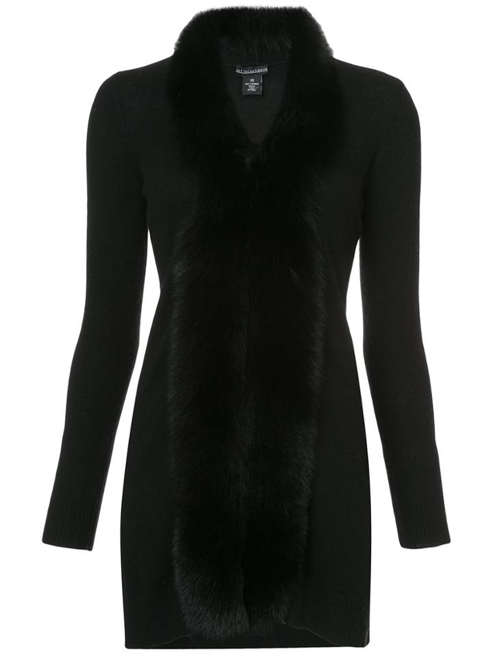 Sofia Cashmere Fur Trim Cardigan - Black