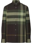 Burberry Check Stretch Cotton Shirt - Green
