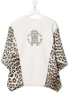 Roberto Cavalli Junior Teen Animal Print Contrast Top - White