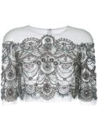 Monique Lhuillier Embellished Sheer Capelet - Metallic