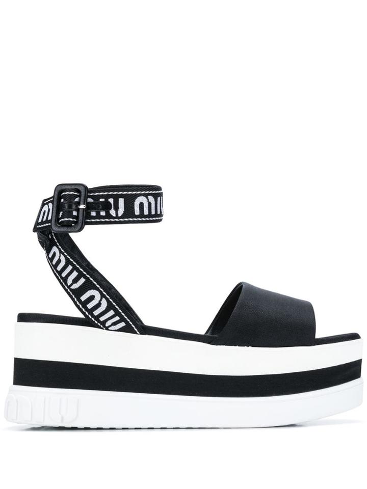 Miu Miu Flatform Sandals - Black