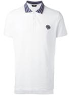 Fendi Striped Collar Polo Shirt, Men's, Size: 48, White, Cotton