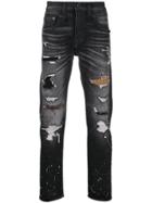 R13 Boyfriend Jeans With Leopard Inserts - Black