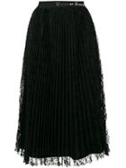 Pinko Lace Pleated Midi Skirt - Black