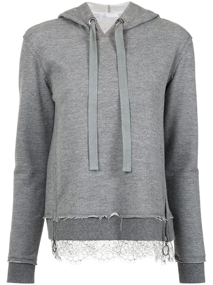 Nk Lace Hem Hoodie - Grey