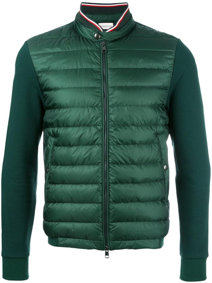 Moncler Padded Front Zipped Sweatshirt - Green