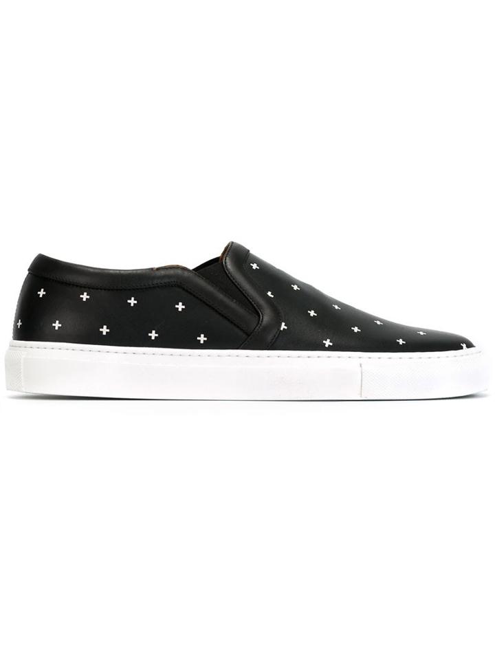 Givenchy Cross Print Sneakers, Men's, Size: 43, Black, Leather/spandex/elastane/rubber