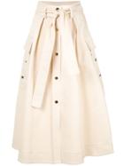 Nina Ricci Belted Button-up Skirt - Neutrals
