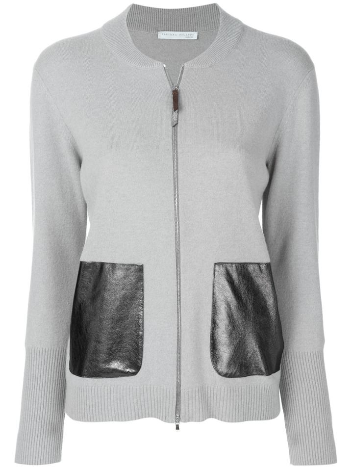 Fabiana Filippi Contrast Pocket Cardigan - Grey