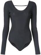 Tibi Scoop Neck Bodysuit - Black