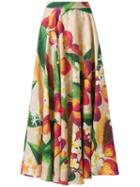 Isolda Mango (orange) And Floral Skirt, Women's, Size: 38, Linen/flax