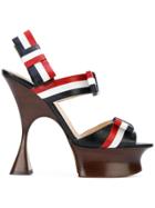 Thom Browne Open Toe Shaped Platform Heel (15 Cm) With Bow Strap In