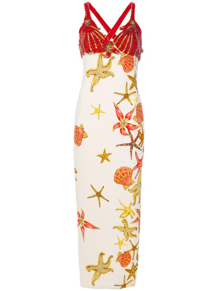 Versace Vintage Seashell Printed Gown - Multicolour