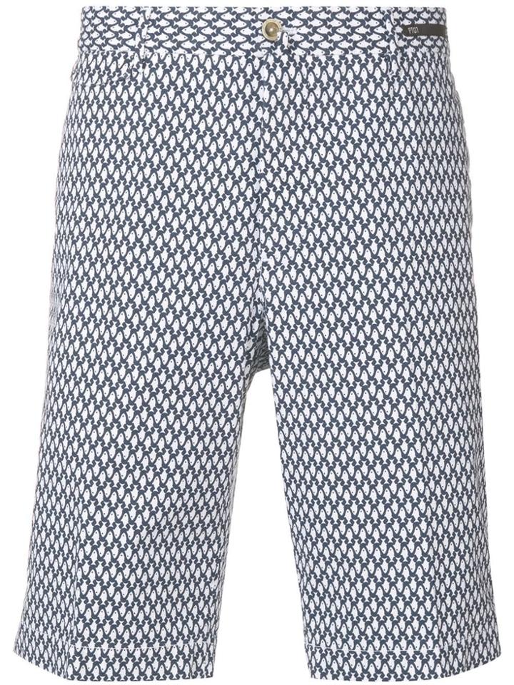 Pt01 Fish Print Shorts - Blue