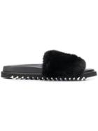 Philipp Plein Embellished Logo Slides - Black