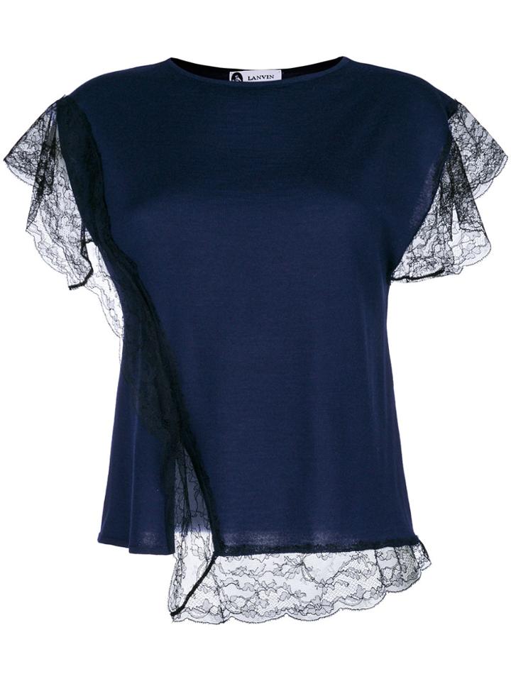 Lanvin Lace Insert T-shirt - Blue