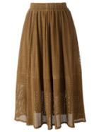 Muubaa Layered Laser Cut Skirt, Women's, Size: 10, Brown, Goat Skin/polyester/spandex/elastane