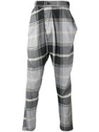 Vivienne Westwood Man Checked Drop-crotch Trousers, Men's, Size: 50, Grey, Polyamide/spandex/elastane/viscose/cotton