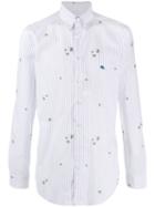 Etro Embroidered Striped Cotton Shirt - White