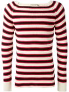 Maison Kitsuné Striped Knit Sweater, Men's, Size: Large, Nude/neutrals, Cotton