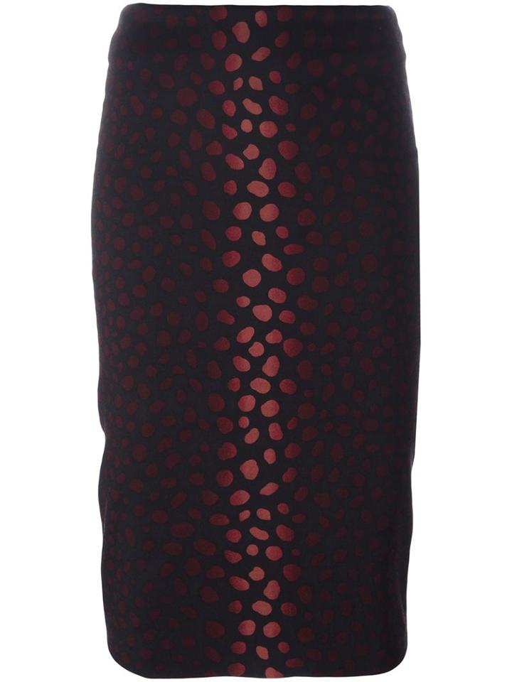 Samantha Sung Jacquard Pencil Skirt, Women's, Size: Medium, Black, Silk/wool