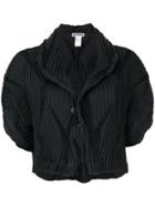 Issey Miyake Pleated Cropped Jacket - Black