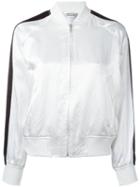 Comme Des Garçons Comme Des Garçons - Stripe Sleeve Bomber Jacket - Women - Nylon/polyester/polyurethane/acetate - S, Women's, White, Nylon/polyester/polyurethane/acetate