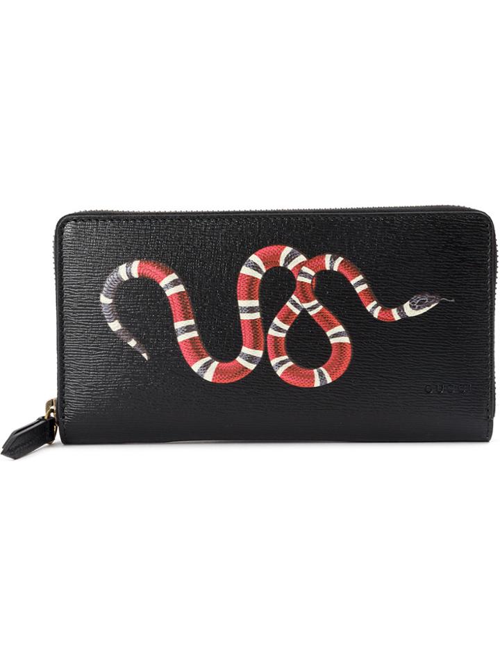 Gucci Embroidered Kingsnake Wallet - Black